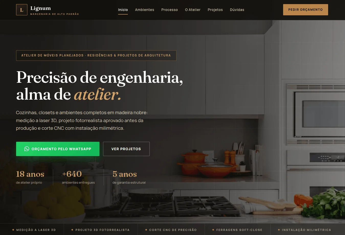 Modelo de site para marcenaria de móveis planejados