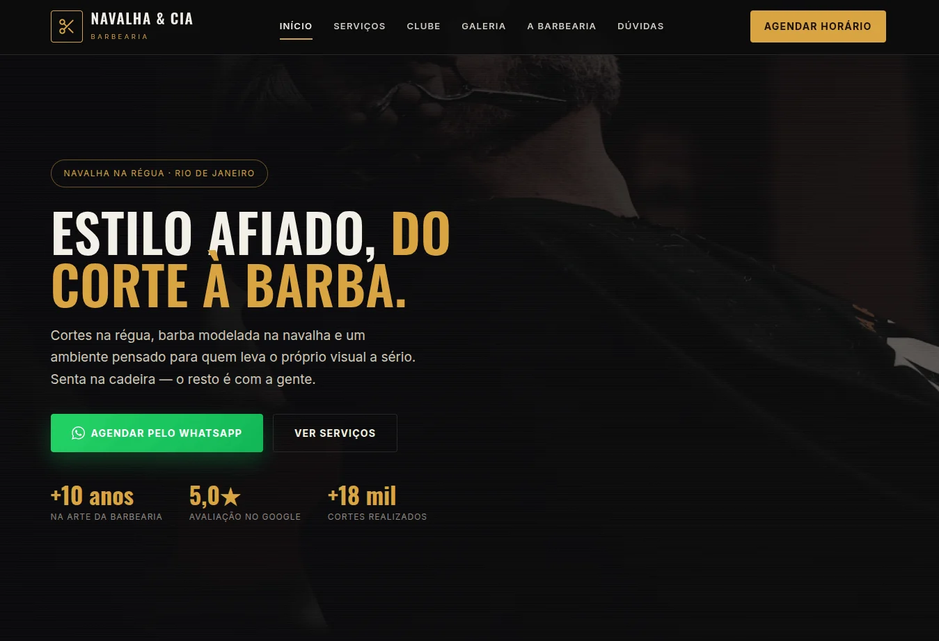 Modelo de site para barbearia